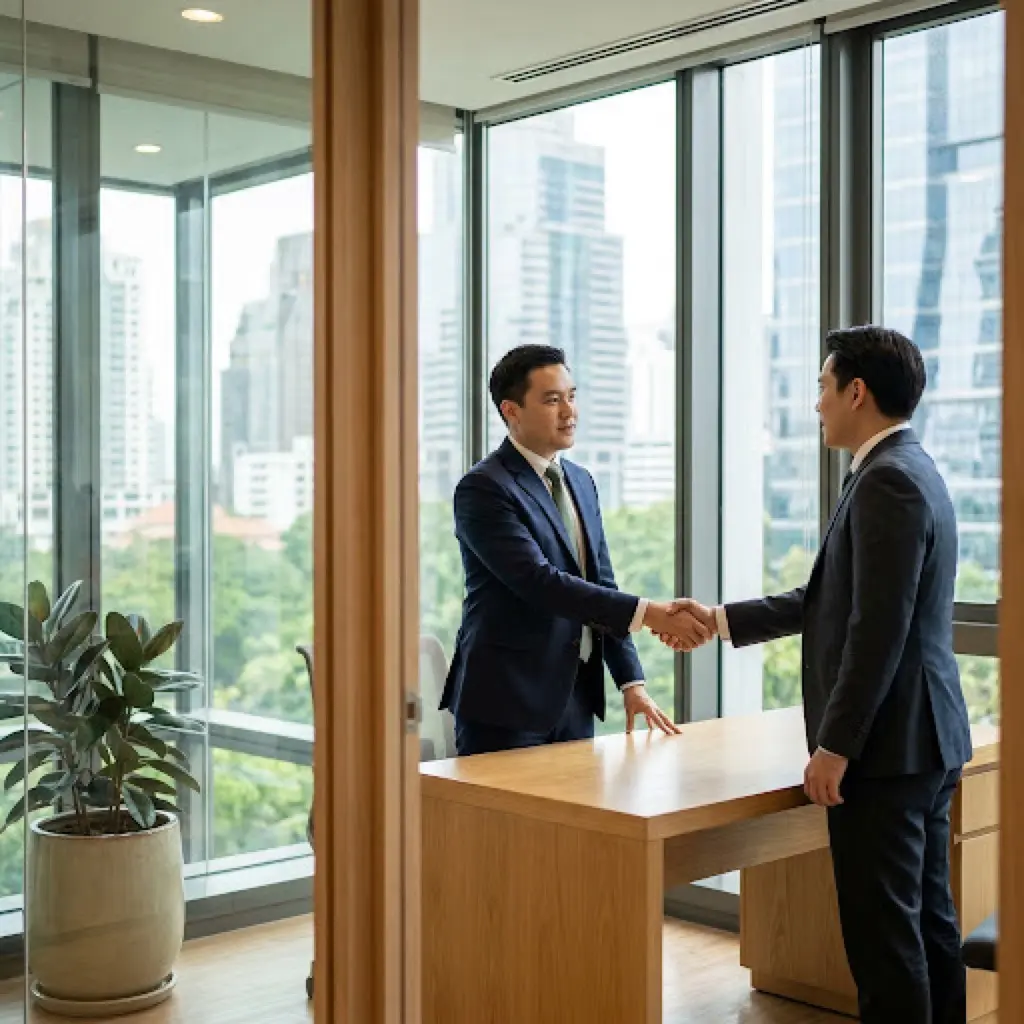 Founders reviewing company registration documents for Thailand company incorporation in Bangkok